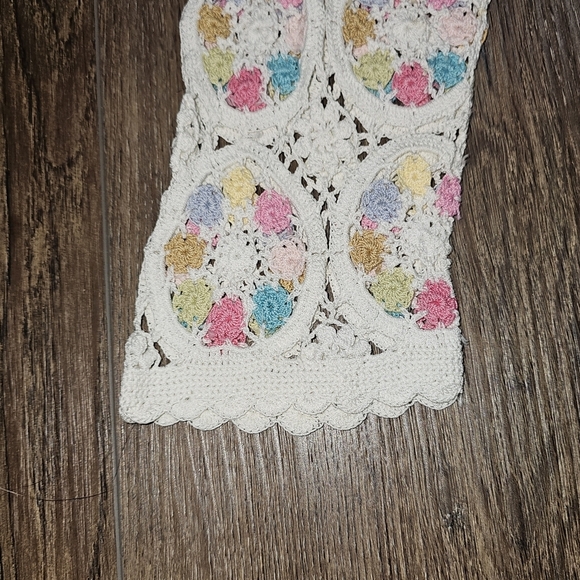 Floral Lace Crochet Button Down White Cardigan Sz SM- Med - Picture 6 of 11